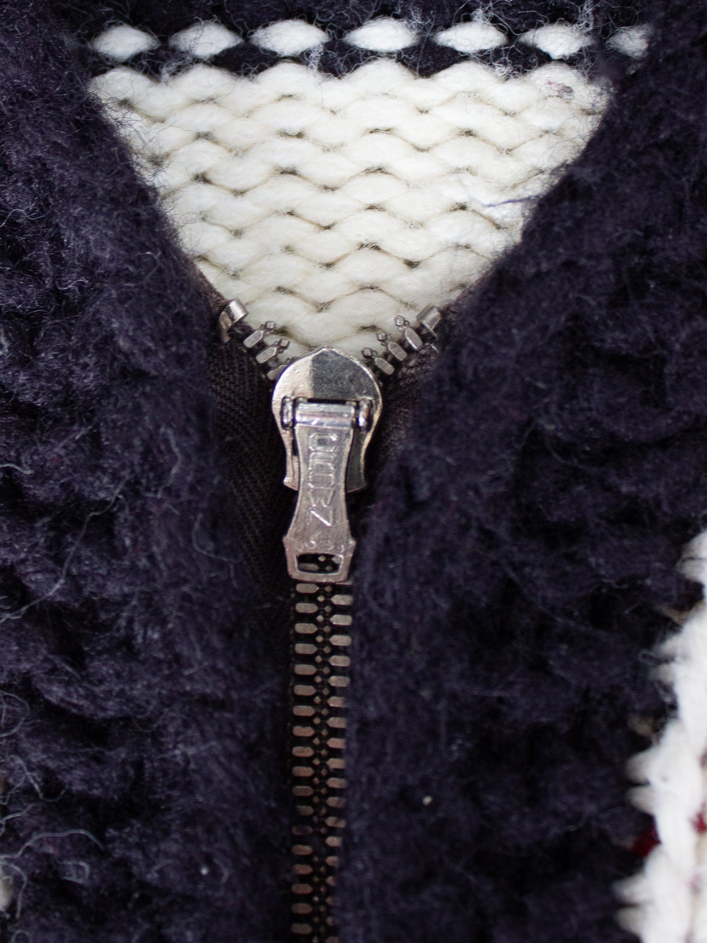 1940's - 1950's Cowichan Style JMB Football Thick Knit Wool Sweater with Crown Zipper Small Medium