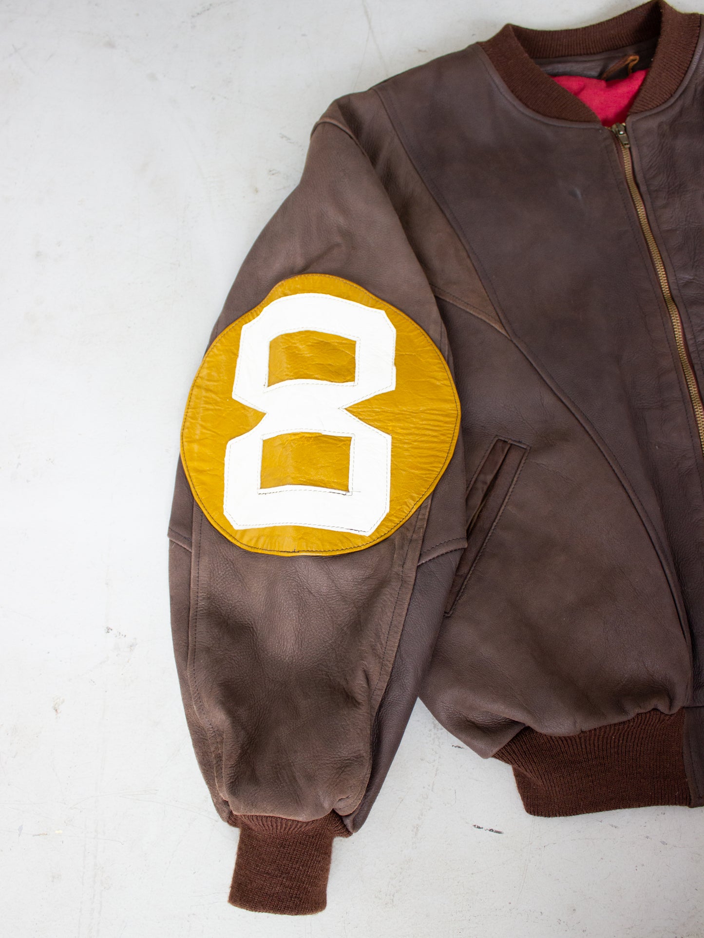 1990's 8 Ball Michael Hoban Style Leather Bomber Jacket Men's Medium