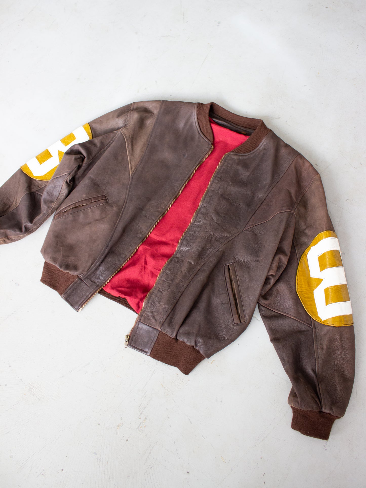 1990's 8 Ball Michael Hoban Style Leather Bomber Jacket Men's Medium