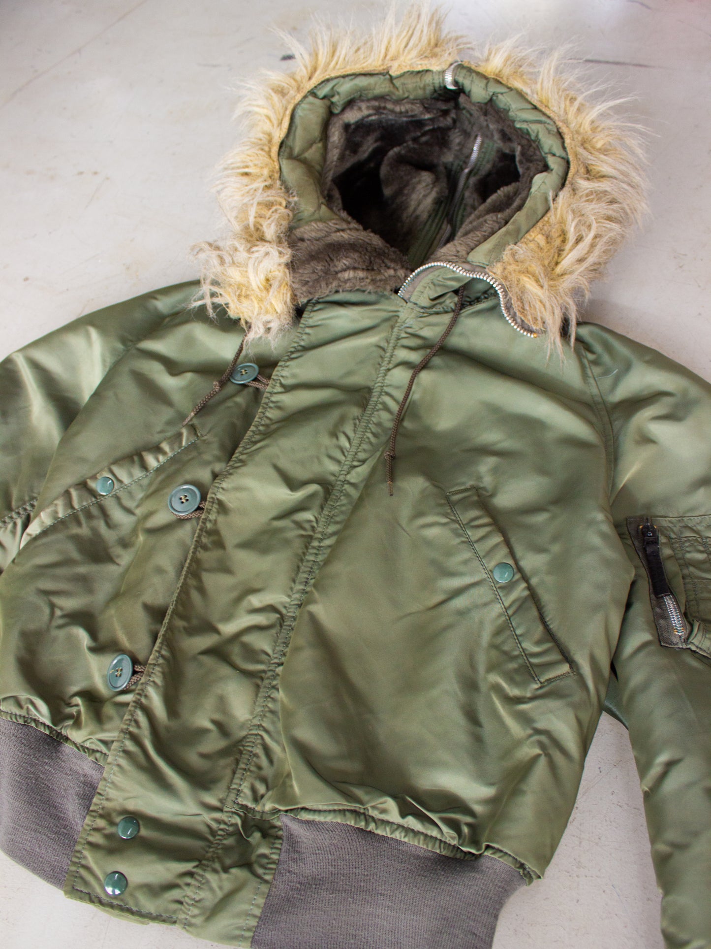 1970's USA Military N-2B Flying Man's Heavy Jacket By Alpha Industries Made in USA Size Small Medium