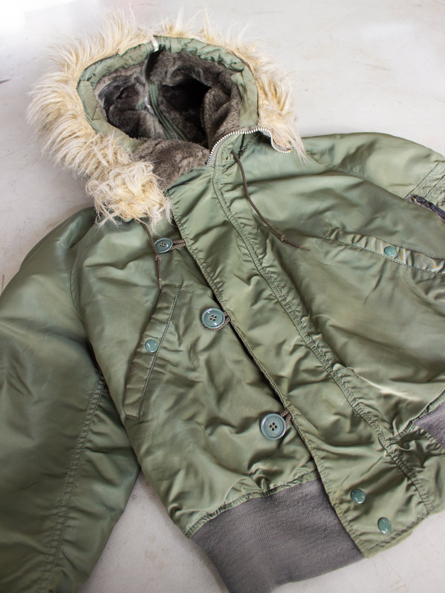 1970's USA Military N-2B Flying Man's Heavy Jacket By Alpha Industries Made in USA Size Small Medium