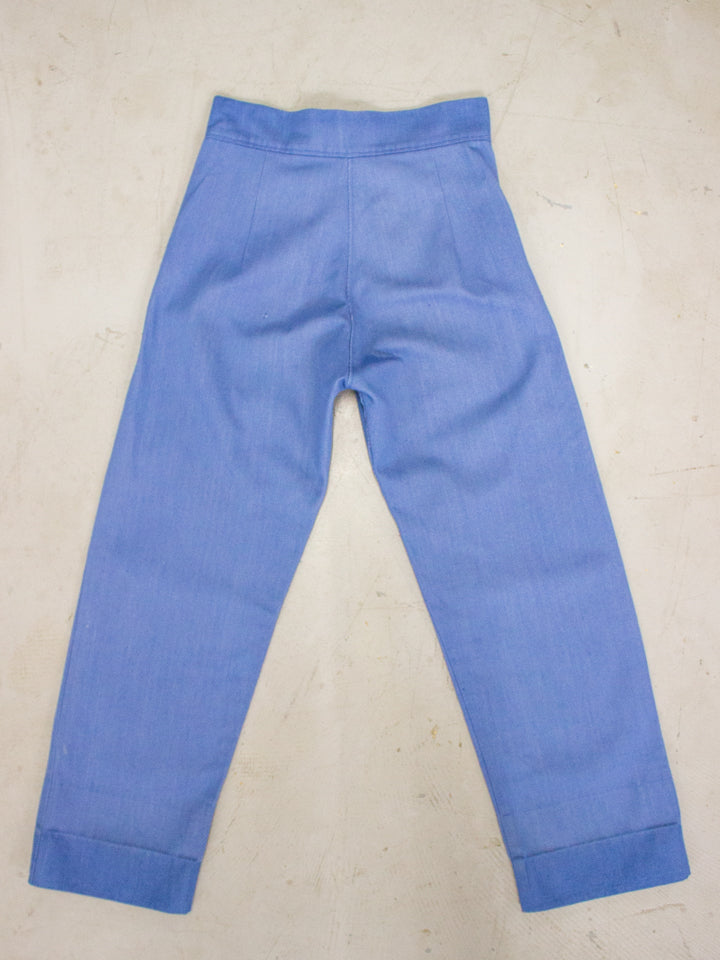 1930's-1940's Side Button Denim Jean Trousers (Size 26)