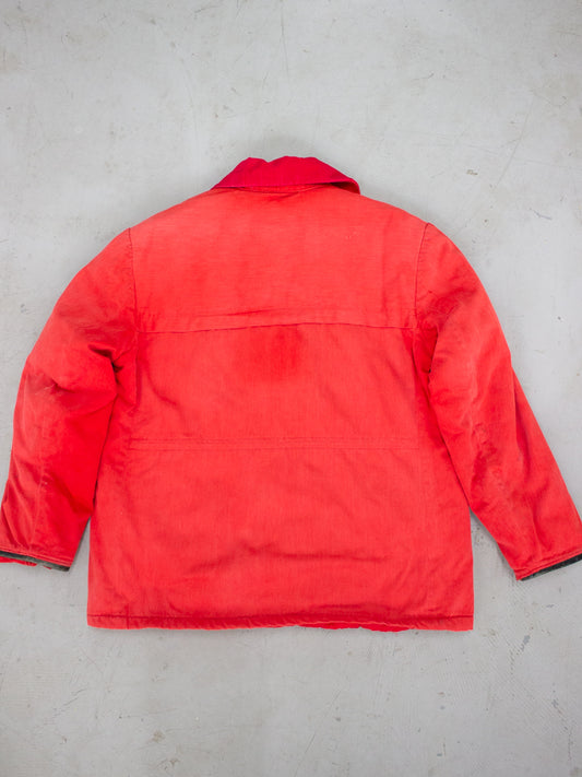 1940's Carter & Churchill Red Cotton Work Jacket With Quilted Liner and Talon Zippers (Size Large)