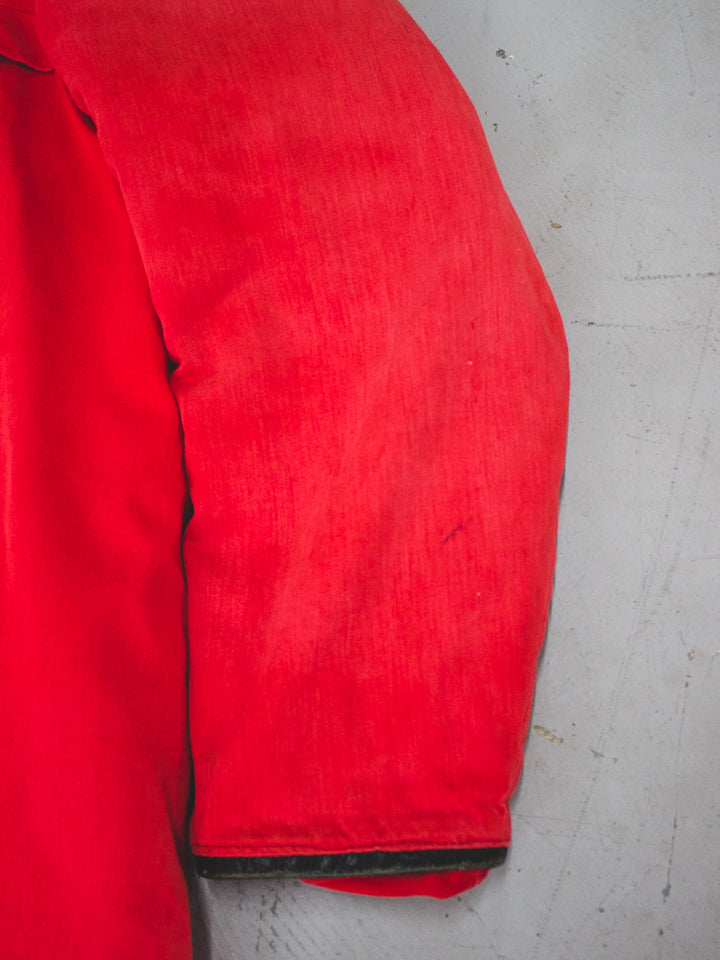 1940's Carter & Churchill Red Cotton Work Jacket With Quilted Liner and Talon Zippers (Size Large)