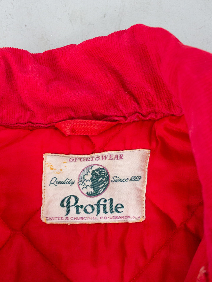1940's Carter & Churchill Red Cotton Work Jacket With Quilted Liner and Talon Zippers (Size Large)