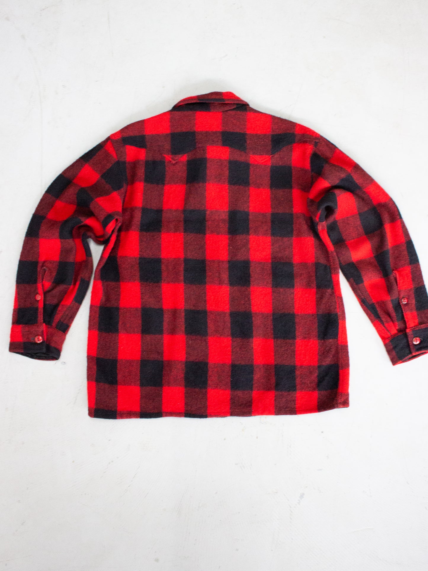 1950's-1960's Clifford Red Buffalo Plaid Wool Flannel (Medium-Large)