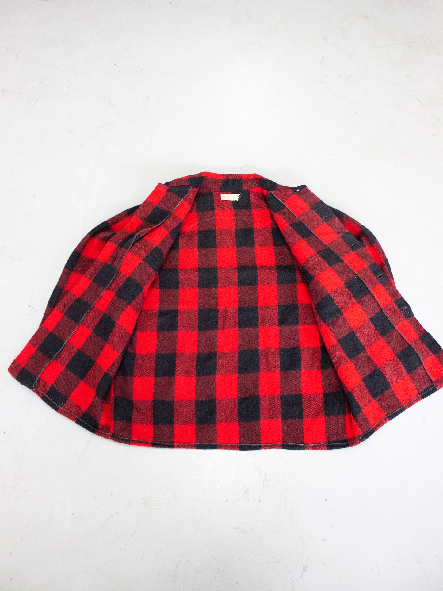 1950's-1960's Clifford Red Buffalo Plaid Wool Flannel (Medium-Large)