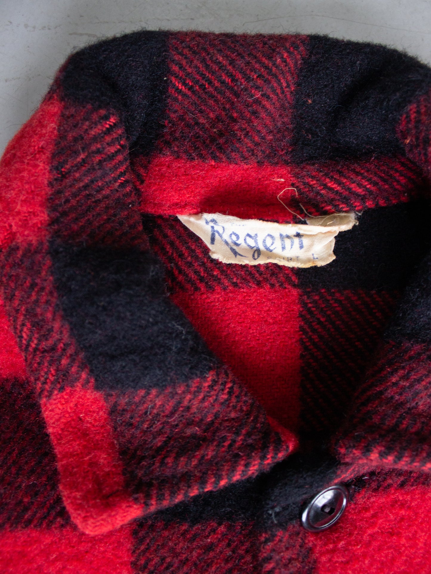 1950's Regent Red Buffalo Plaid Wool Flannel (Large-X Large)