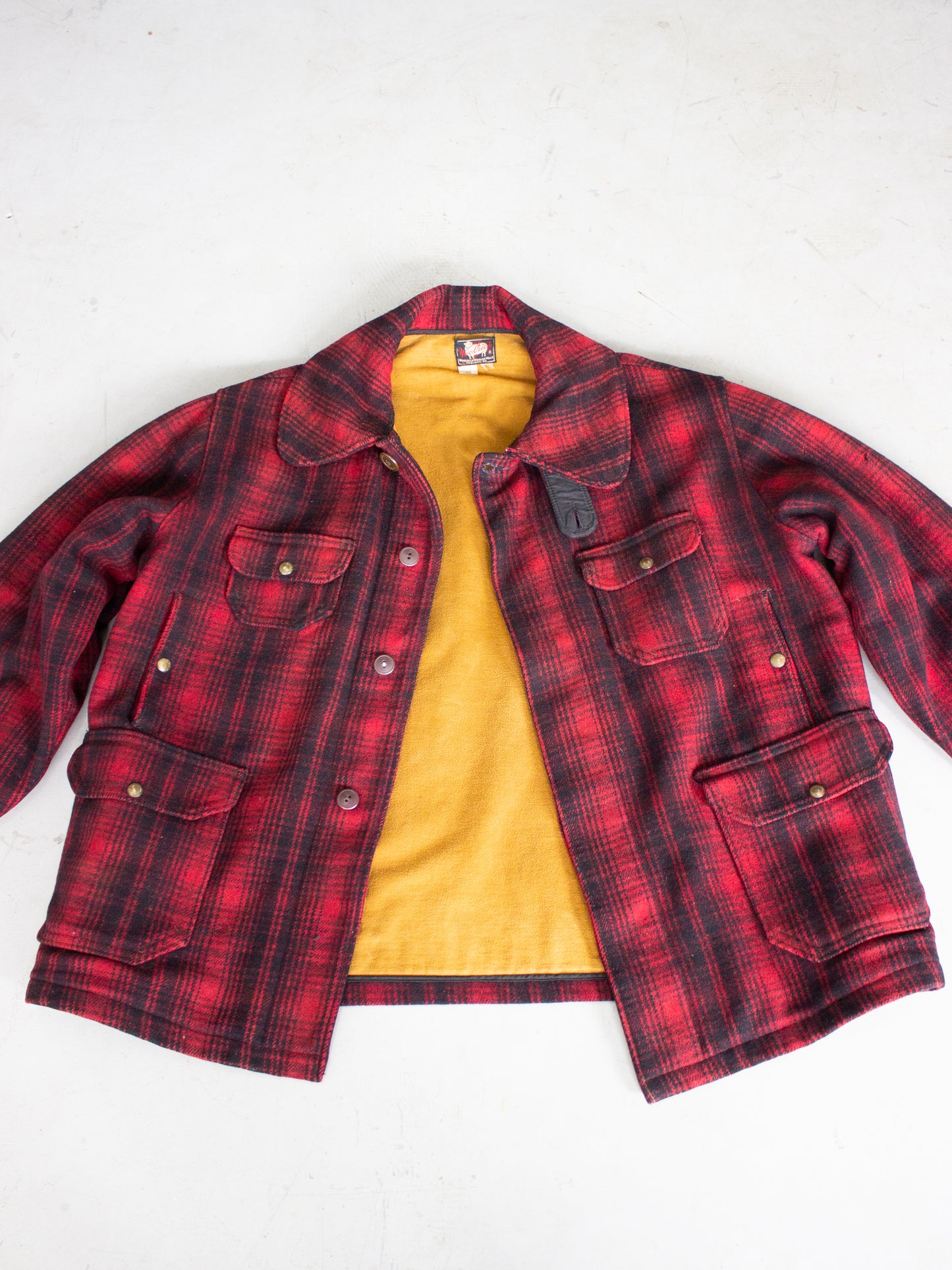 1950's Woolrich Red Buffalo Plaid Hunting Jacket Style 503 (X Large)