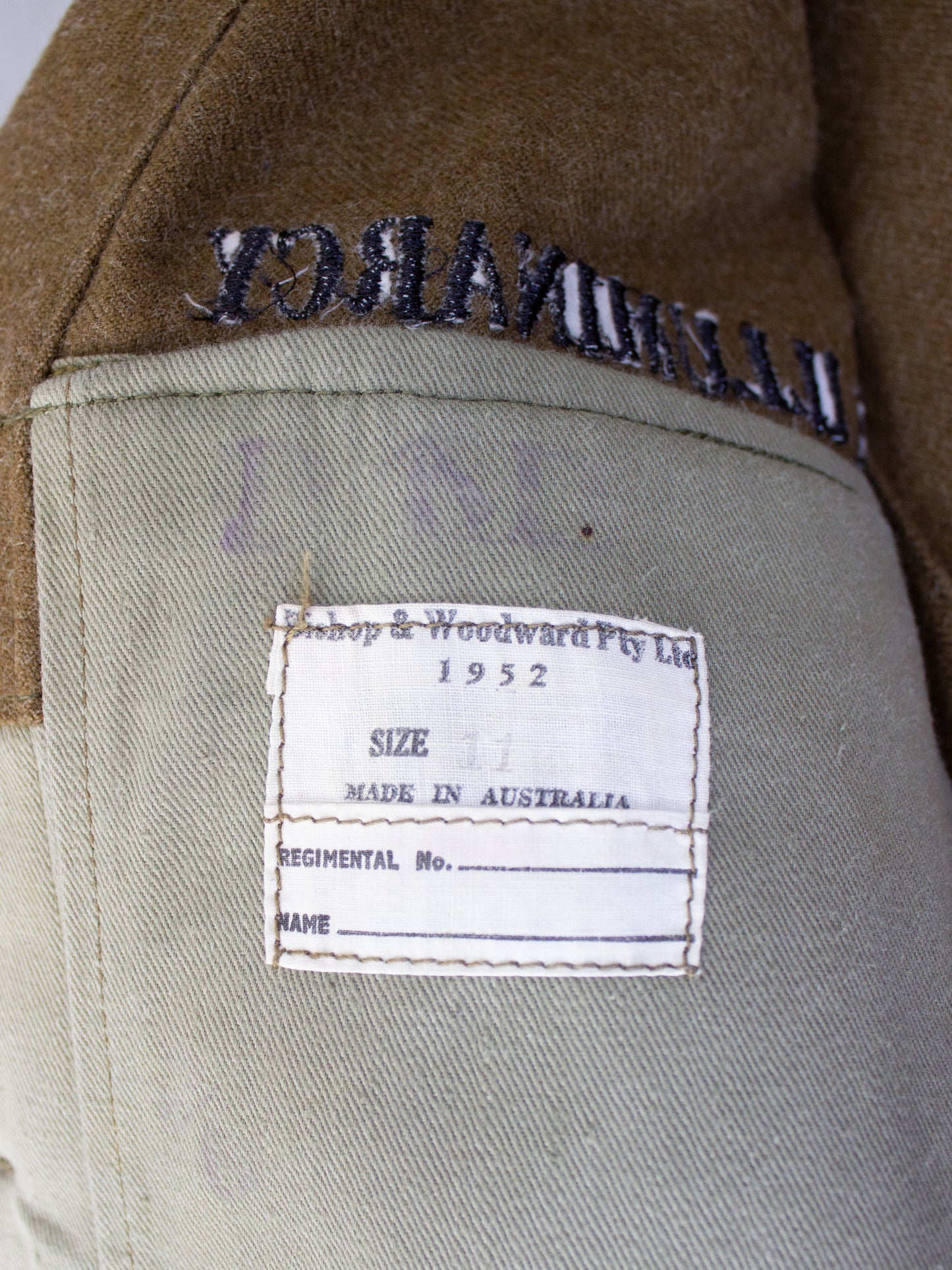 1952 Australian Army Wool Blouson Jacket by Bishop & Woodward Pty Ltd (Medium)