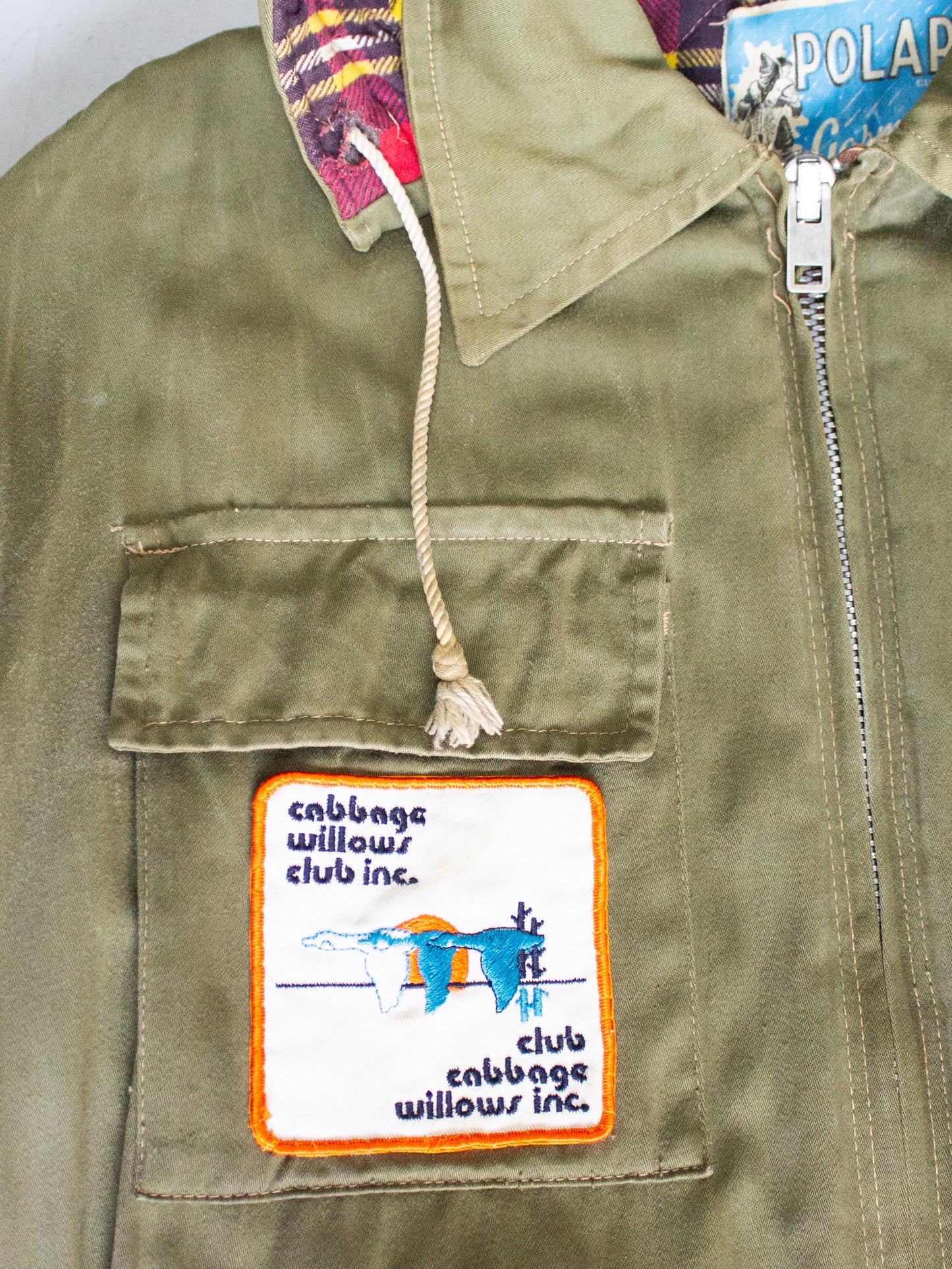 1960's 1970's Polar Garments Hunting Jacket with Plaid Quilted Lining and Patch (Size Medium)