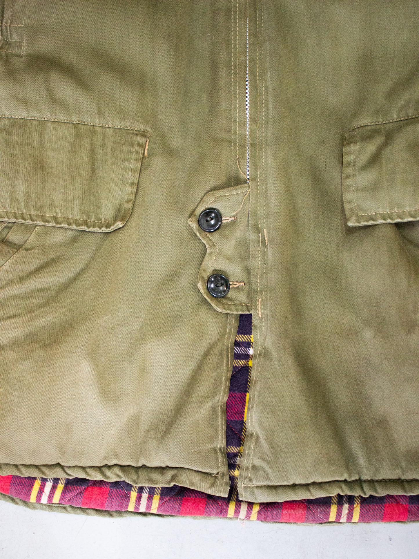 1960's 1970's Polar Garments Hunting Jacket with Plaid Quilted Lining and Patch (Size Medium)