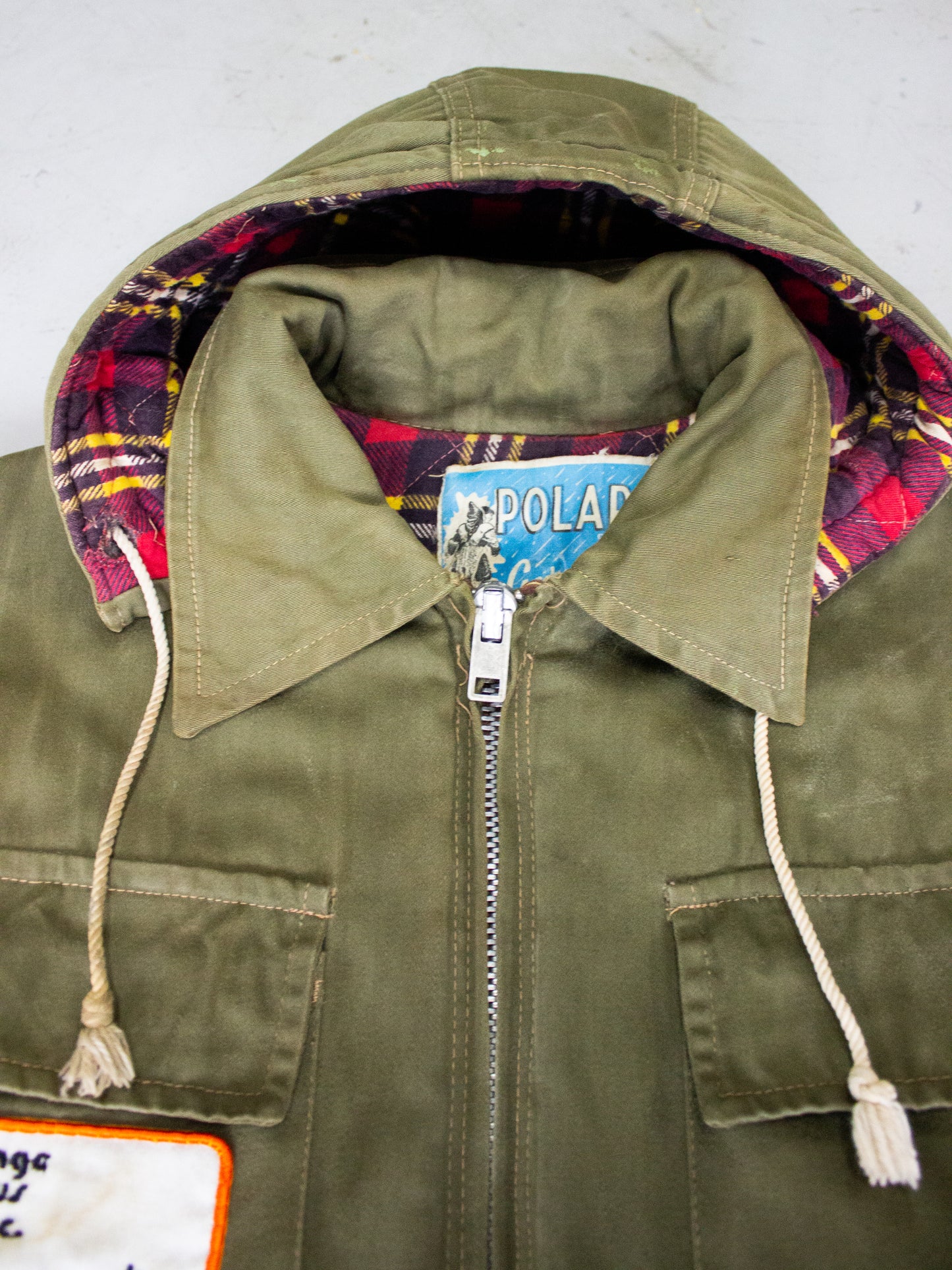 1960's 1970's Polar Garments Hunting Jacket with Plaid Quilted Lining and Patch (Size Medium)