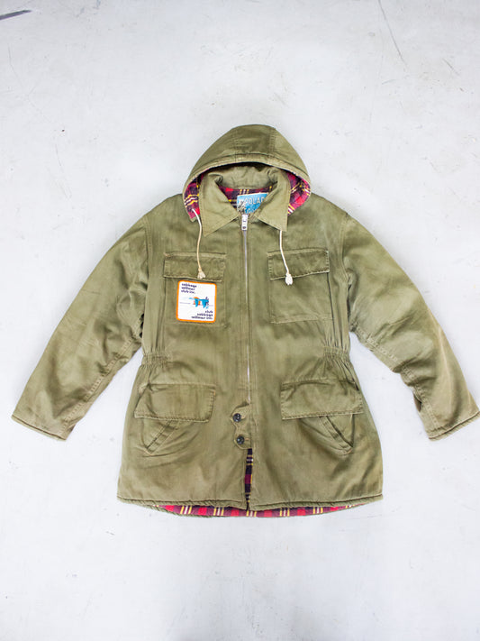 1960's 1970's Polar Garments Hunting Jacket with Plaid Quilted Lining and Patch (Size Medium)