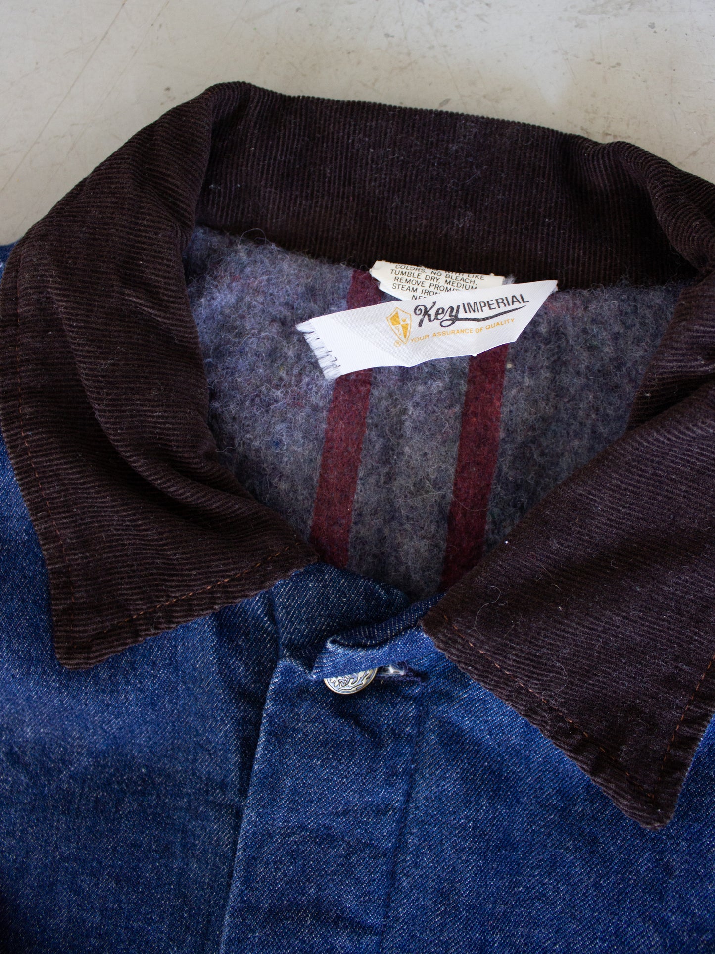 1960's Key Imperial Chore Blanket Lined Denim Jacket Made In USA (Large-X Large)