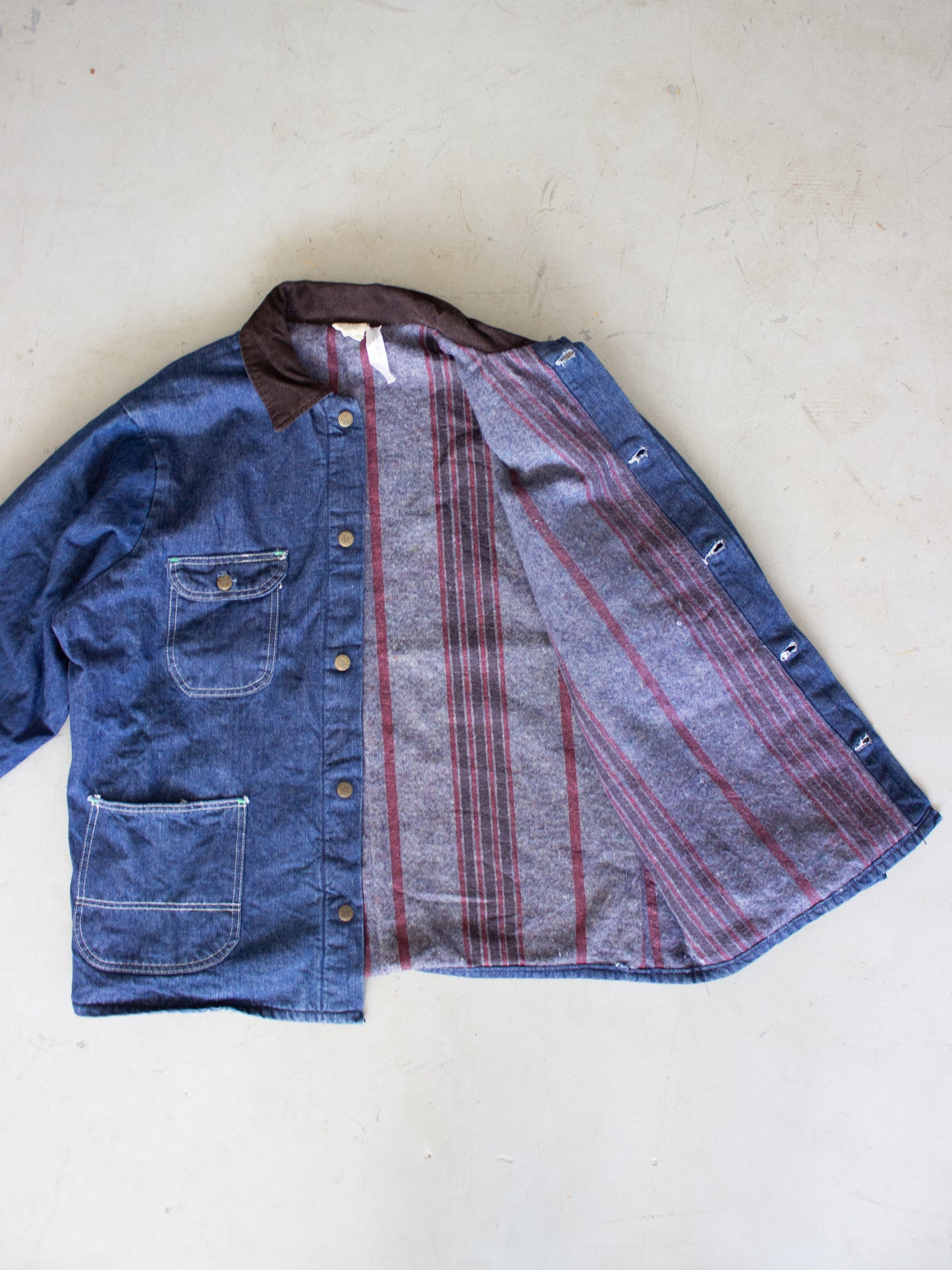 1960's Key Imperial Chore Blanket Lined Denim Jacket Made In USA (Large-X Large)