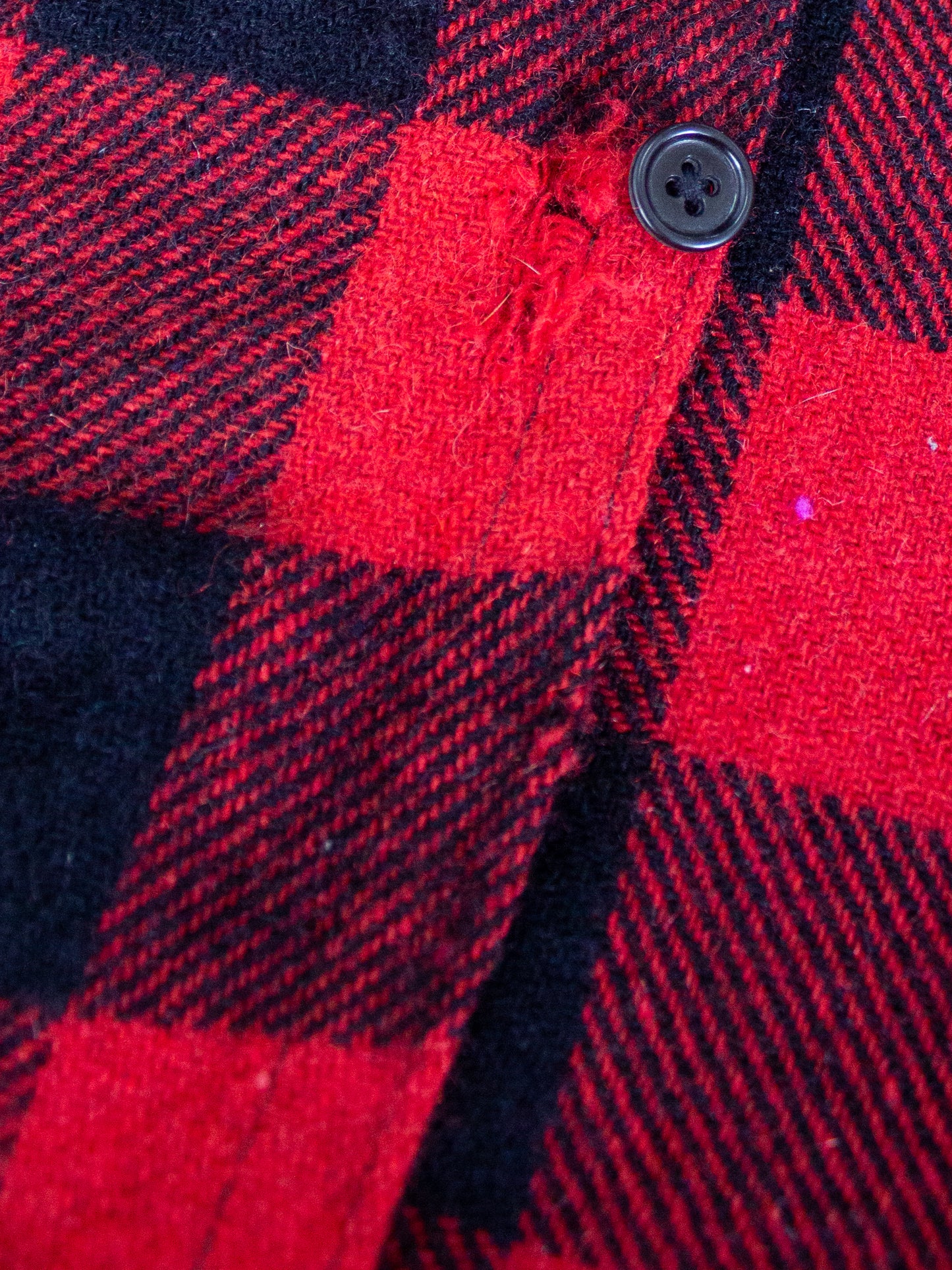 1960's King Kole Red Buffalo Plaid Wool Flannel (Medium-Large)