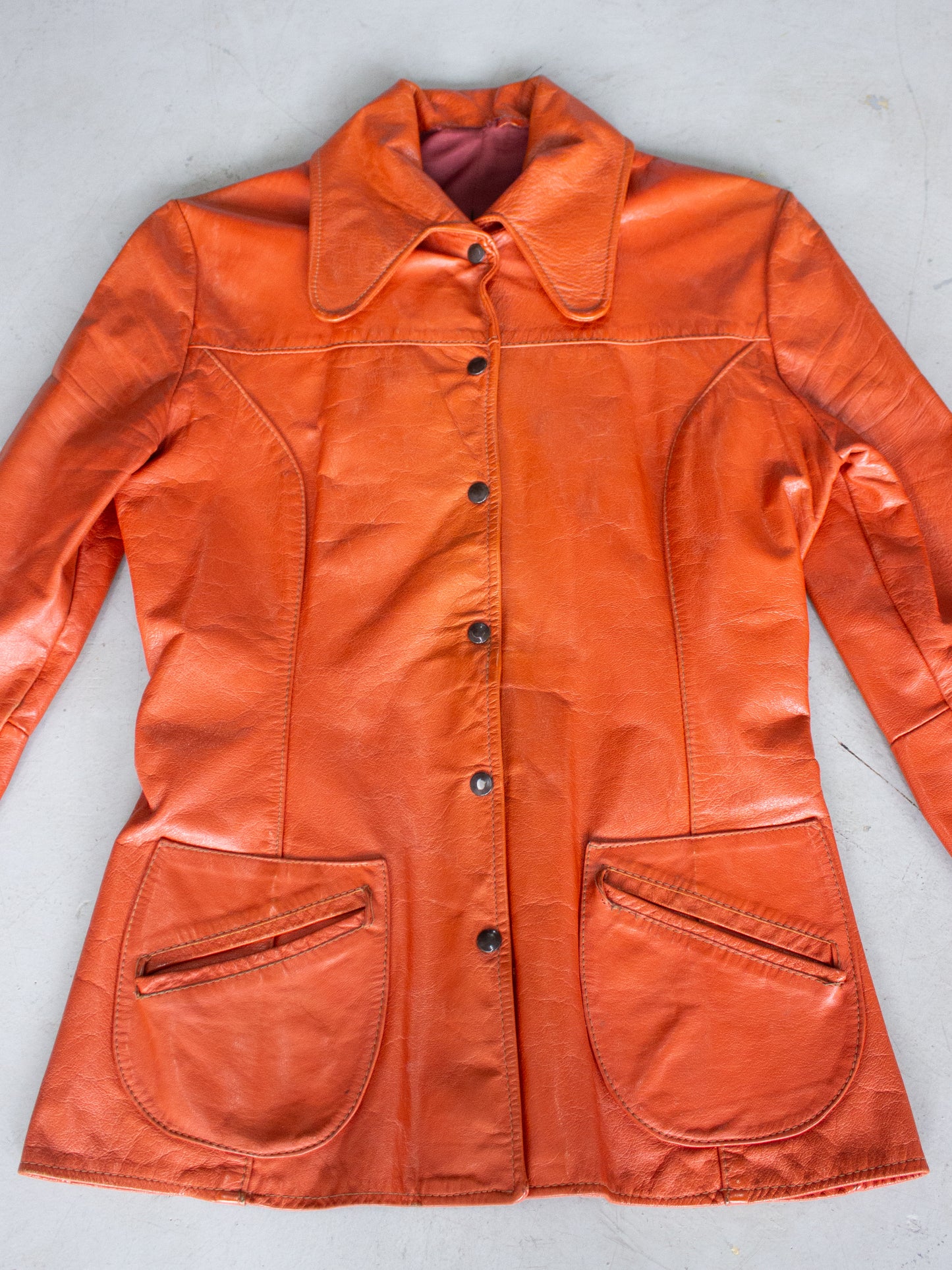 1960's Orange Leather Jacket (Small)