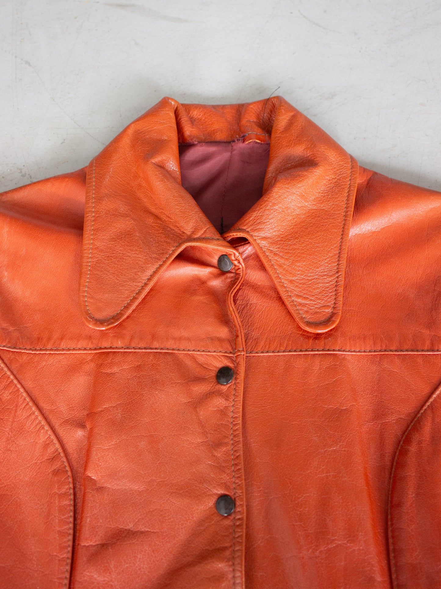 1960's Orange Leather Jacket (Small)
