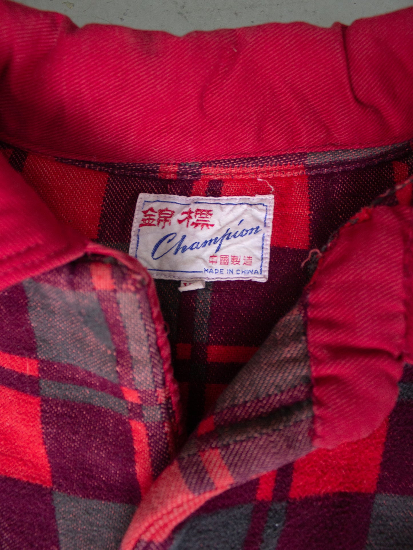 1970's-1980's Champion Plaid Flannel Cotton Shirt (Large-X Large)