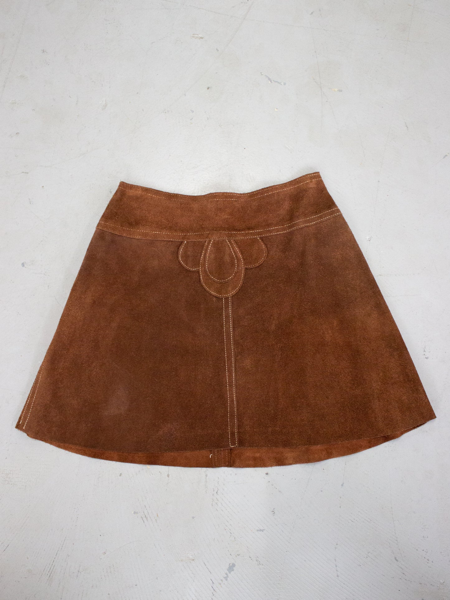 1970's Brown Suede Leather Vest + Skirt Set by Bagatelle Made in Canada (Small)