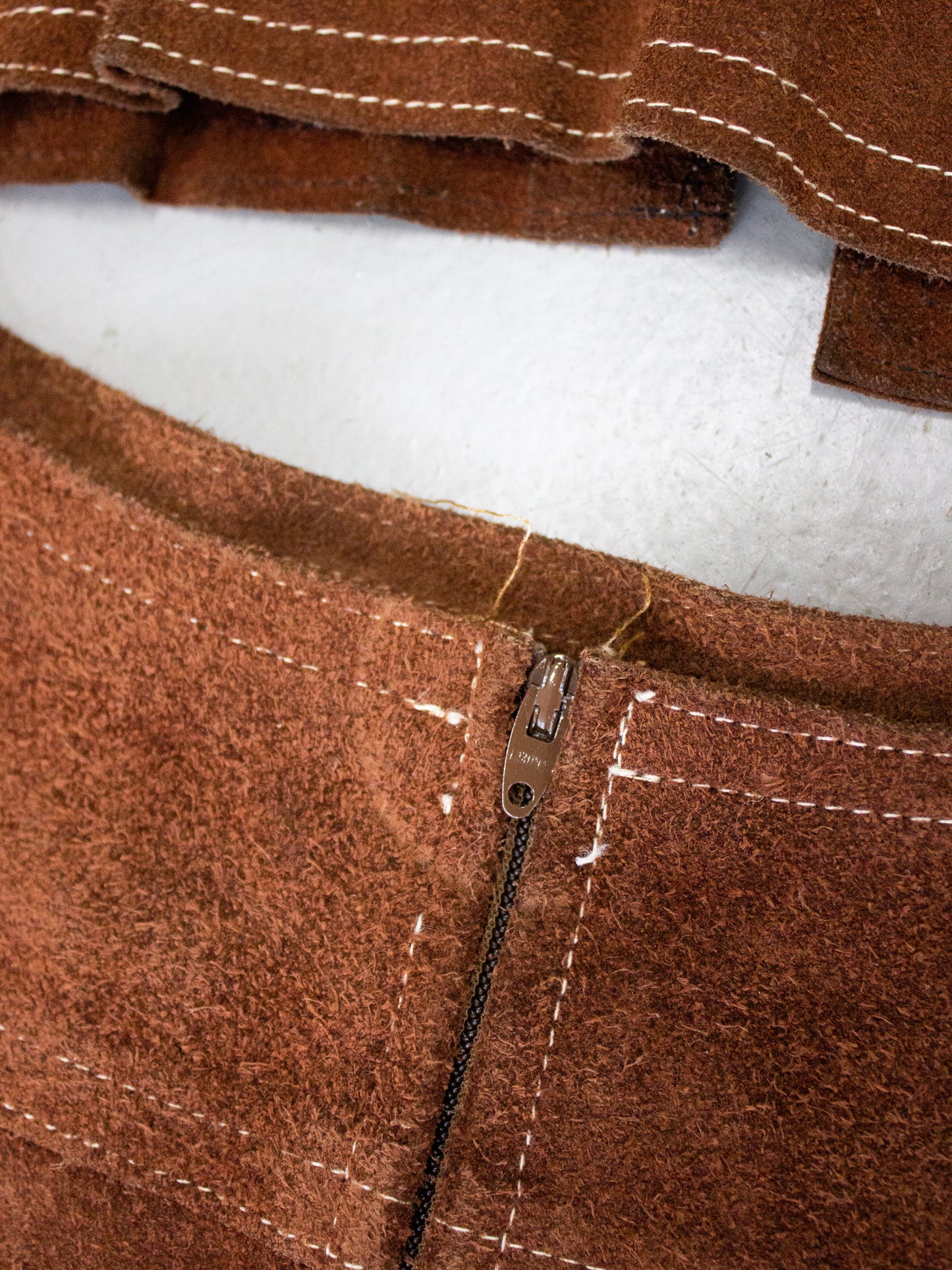 1970's Brown Suede Leather Vest + Skirt Set by Bagatelle Made in Canada (Small)