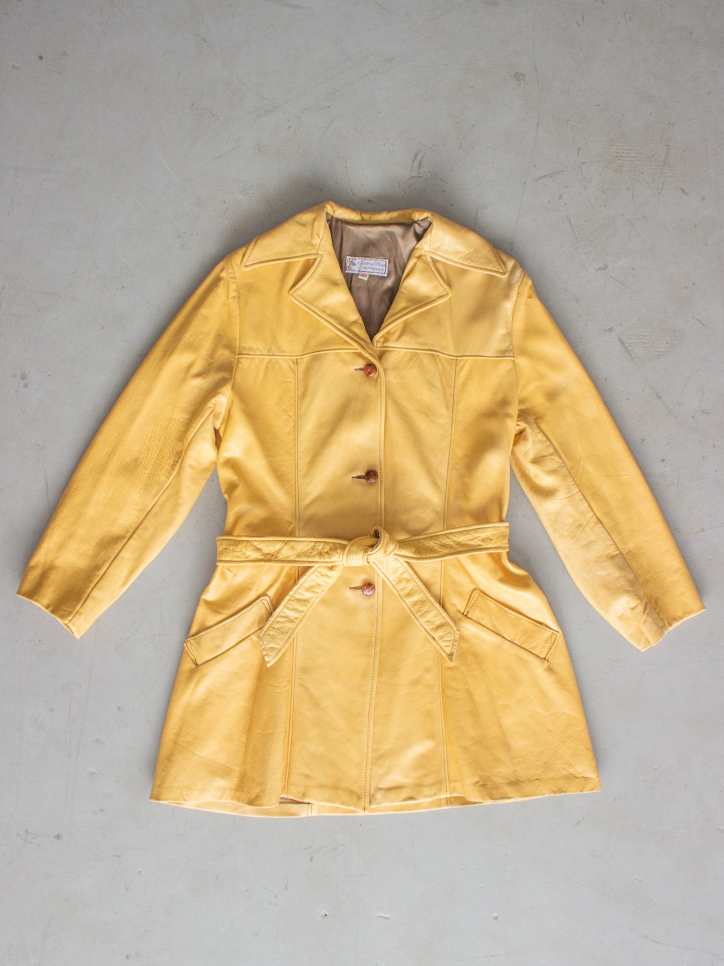 1970's Buckskin Leather Trench Jacket by Custom Made Sportswear (Medium)