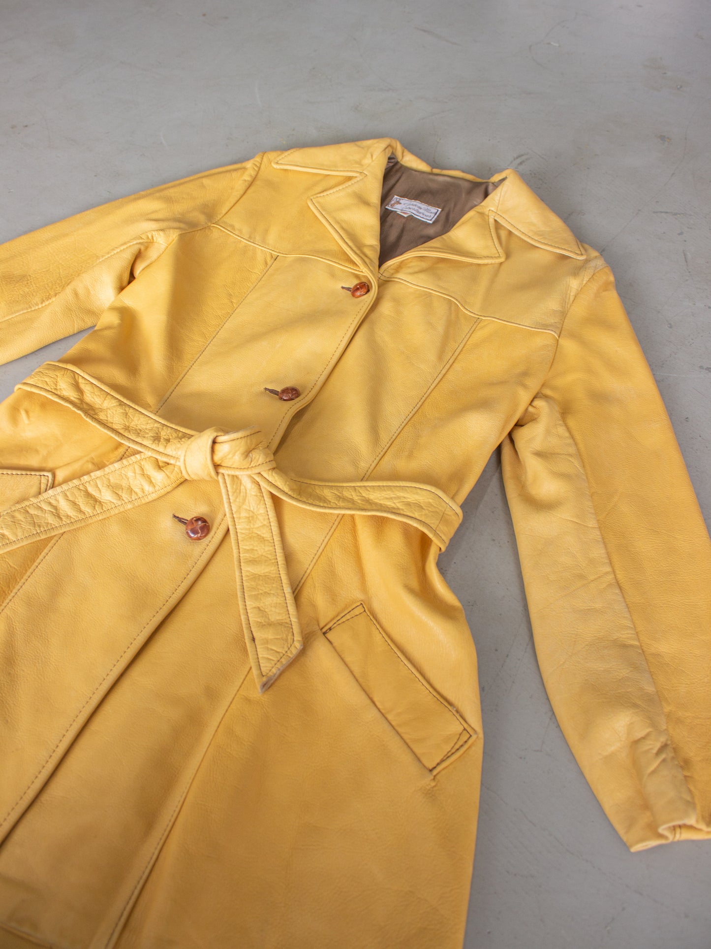 1970's Buckskin Leather Trench Jacket by Custom Made Sportswear (Medium)