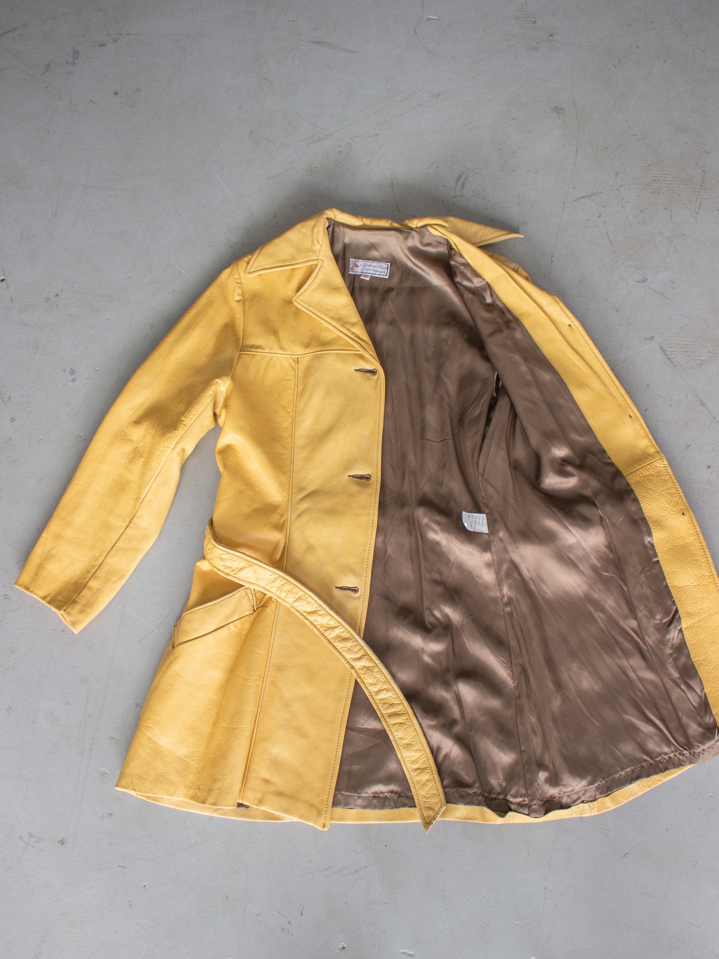 1970's Buckskin Leather Trench Jacket by Custom Made Sportswear (Medium)
