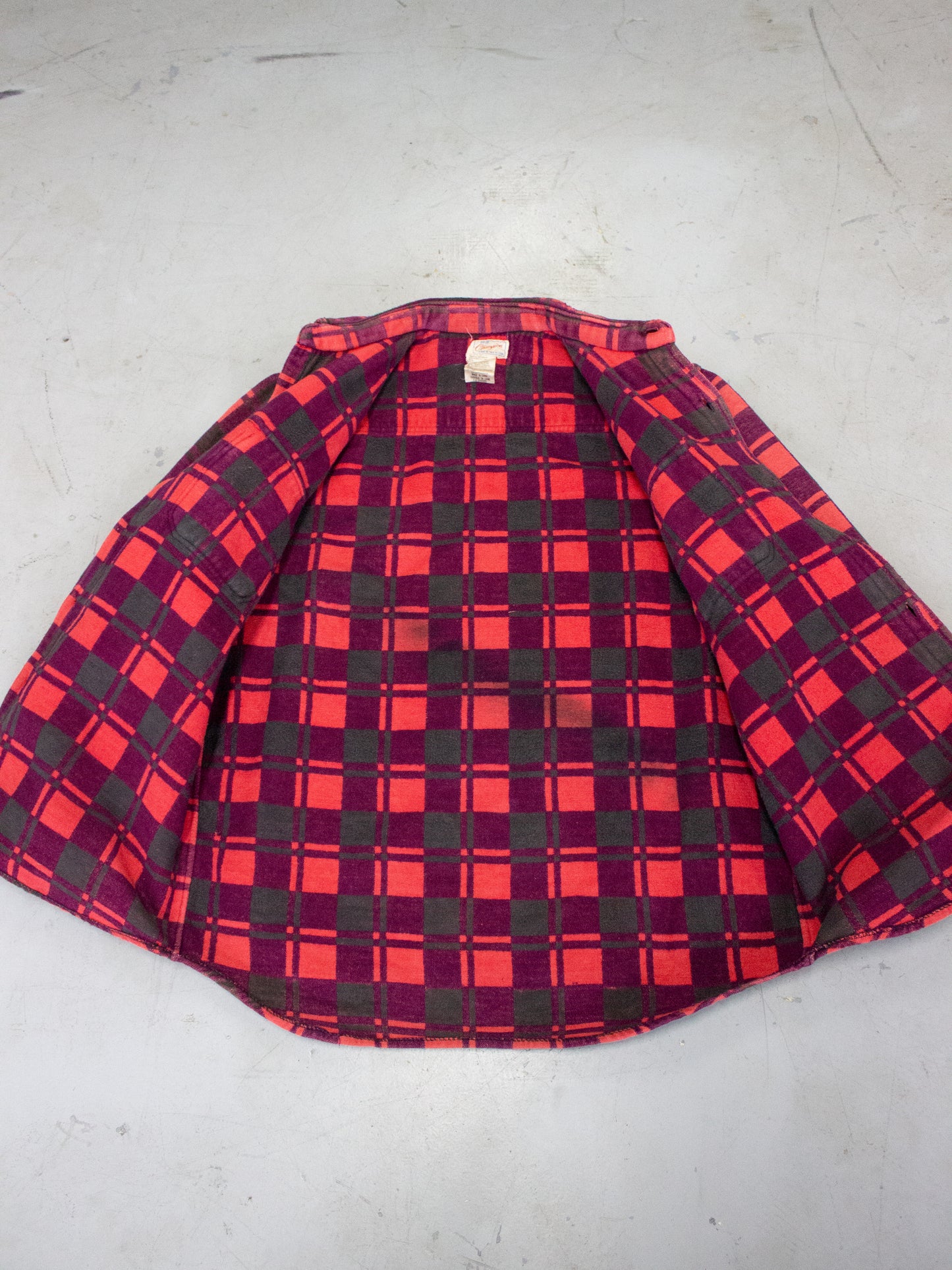 1970's Champion Plaid Flannel Cotton Shirt Jacket (Medium-Large)