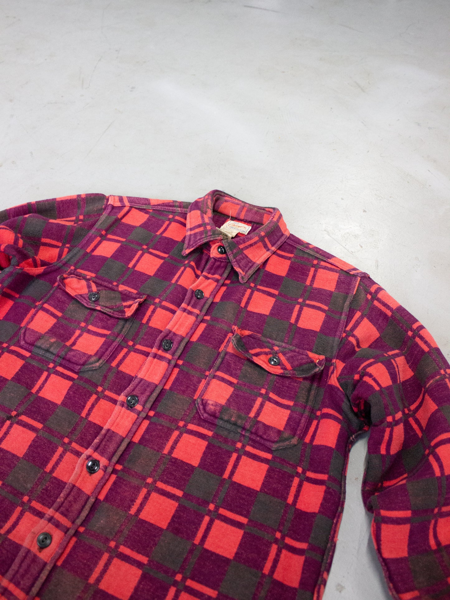1970's Champion Plaid Flannel Cotton Shirt Jacket (Medium-Large)
