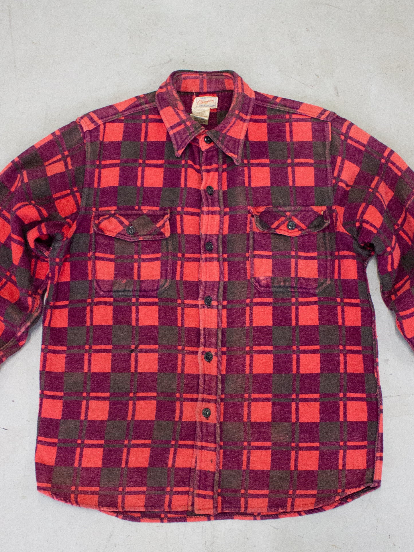 1970's Champion Plaid Flannel Cotton Shirt Jacket (Medium-Large)