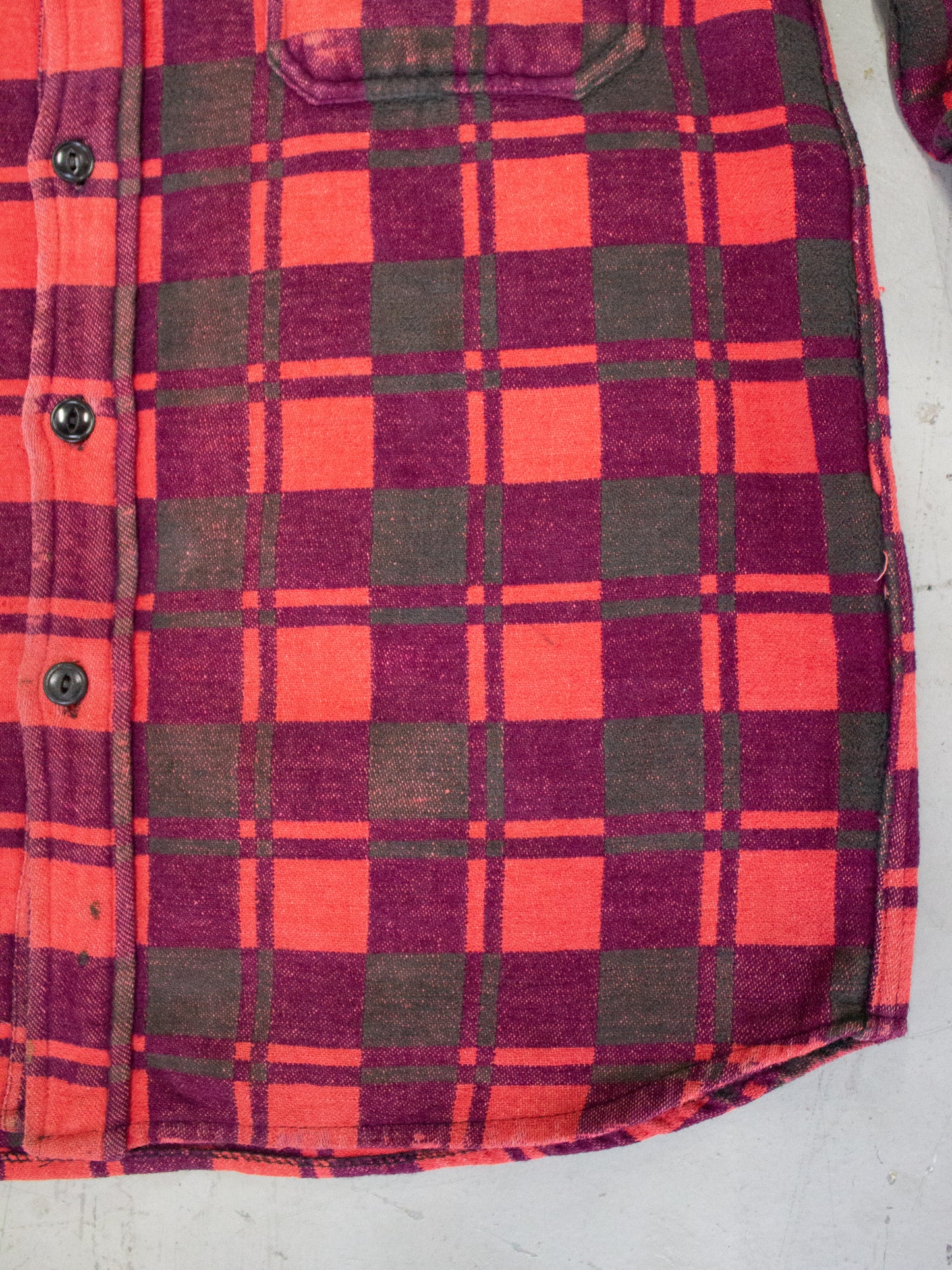 1970's Champion Plaid Flannel Cotton Shirt Jacket (Medium-Large)