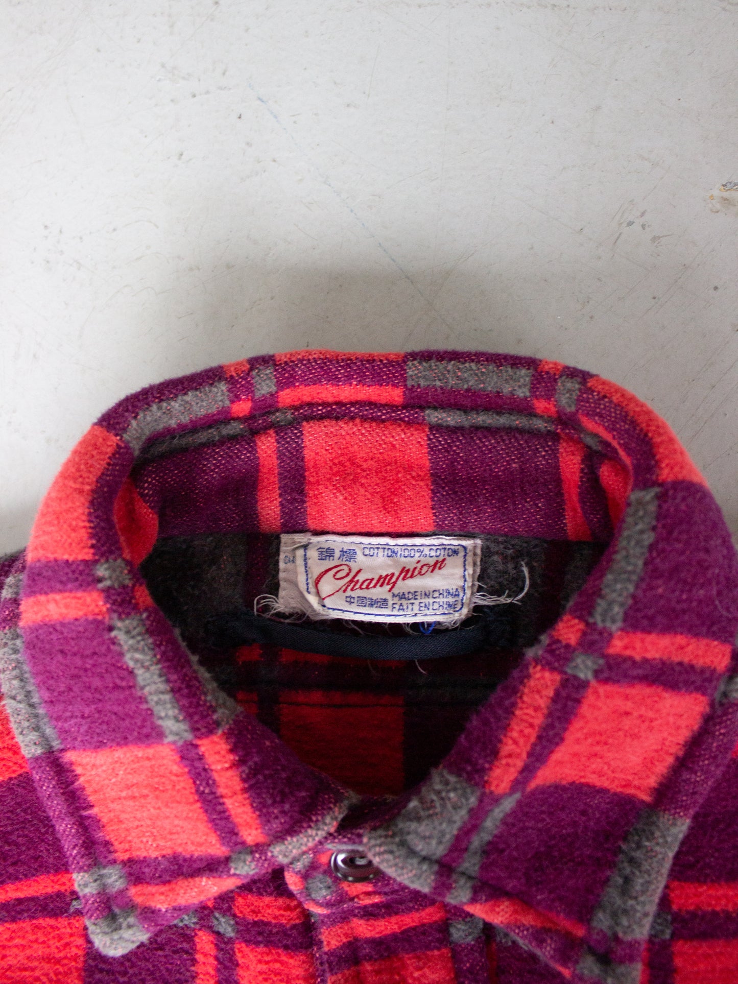 1970's Champion Plaid Flannel Cotton Shirt (Large)
