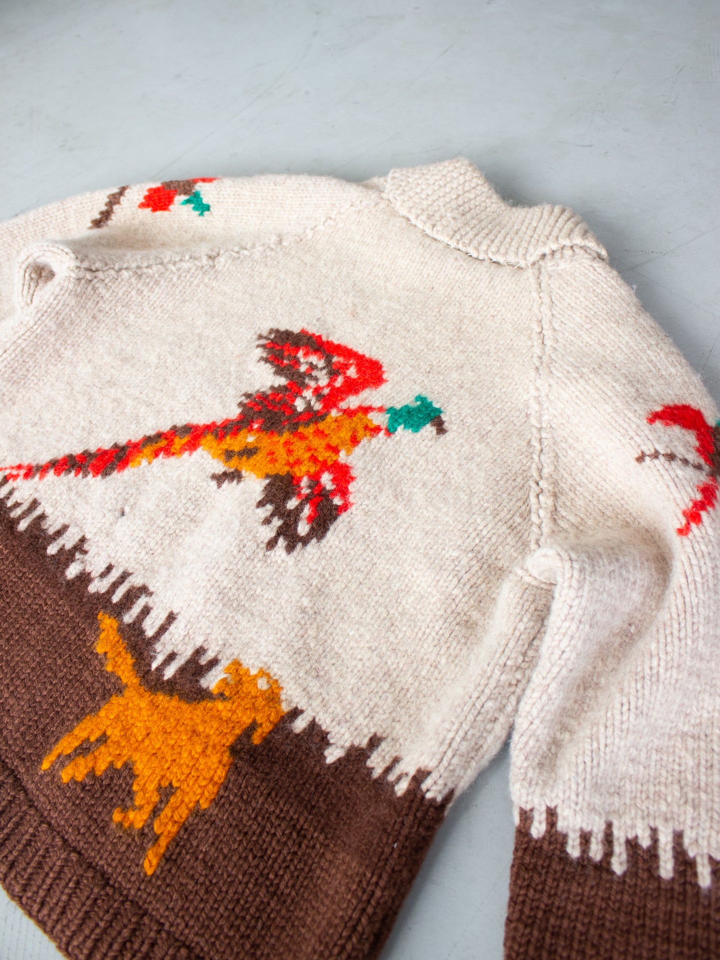 1970's Duck Hunting Wool Cowichan Knit Sweater Talon Zipper (X Large)