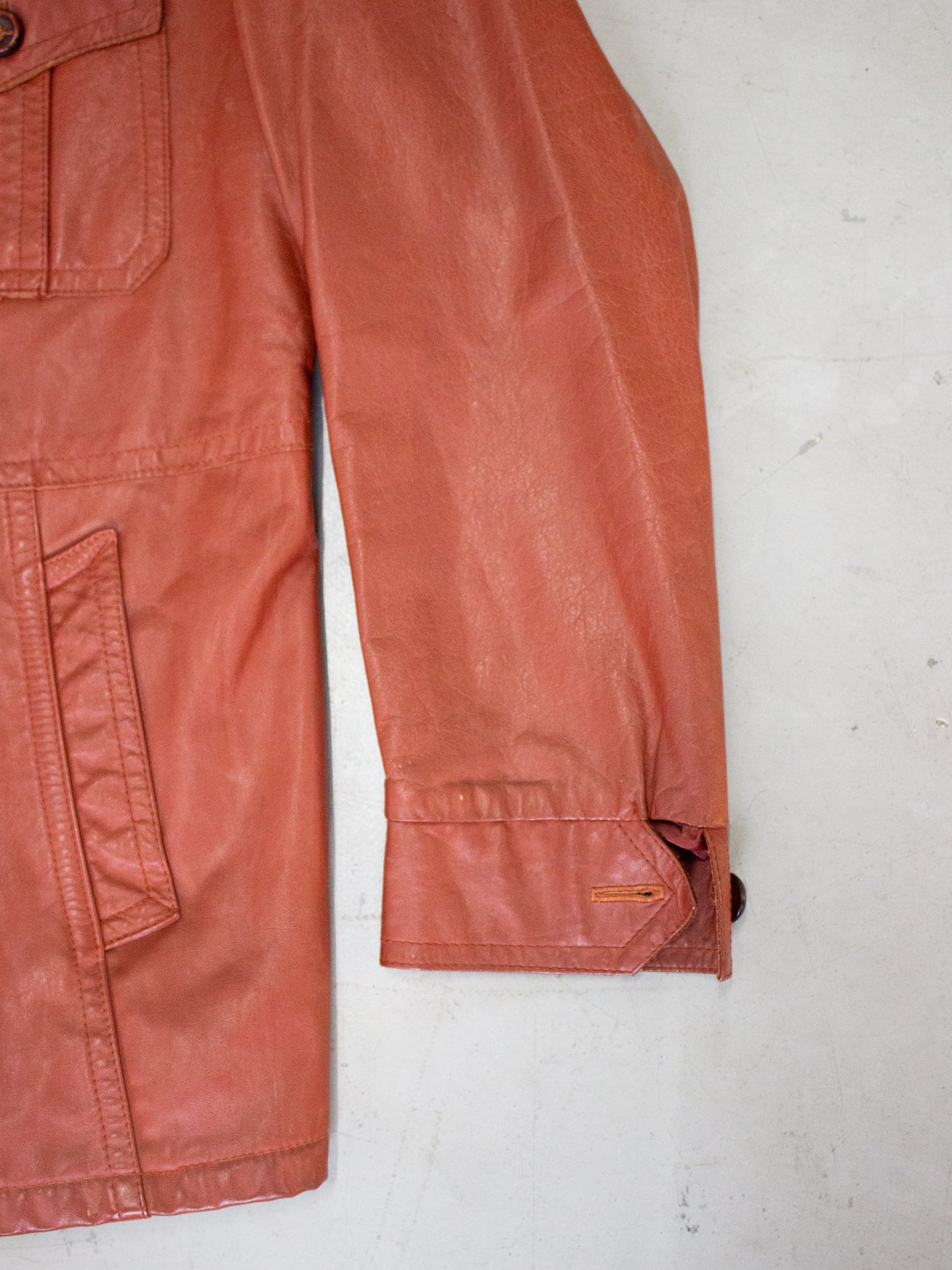 1970's Famous Leather Garments Rust Leather Jacket with Flannel Wool Lining Made in Canada (Size Medium Large)