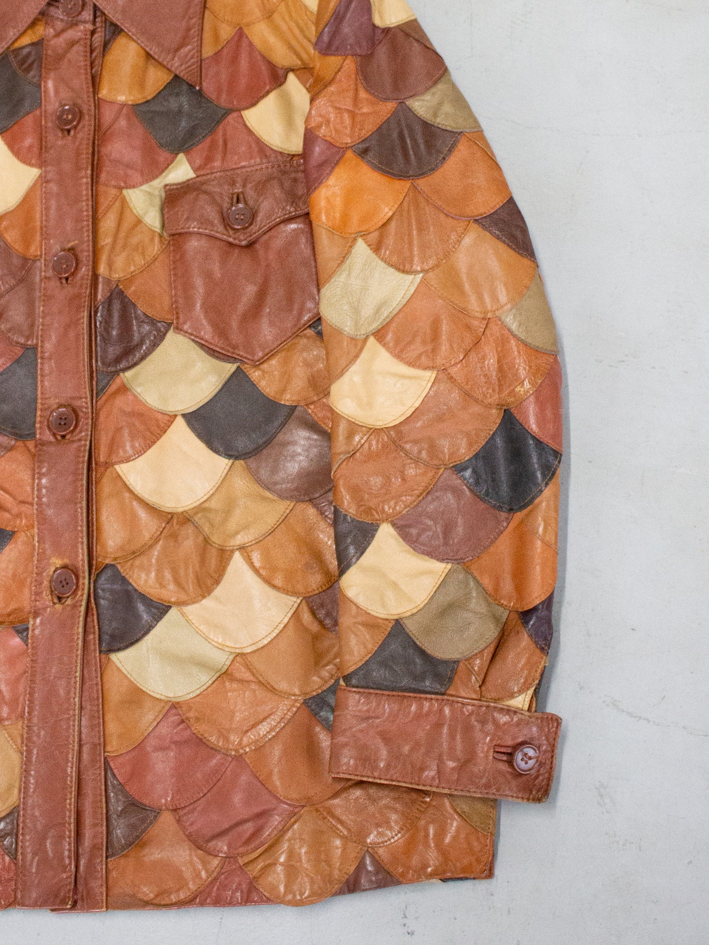 1970's Fish Scale Leather Patchwork Jacket K Mart (Medium-Large)