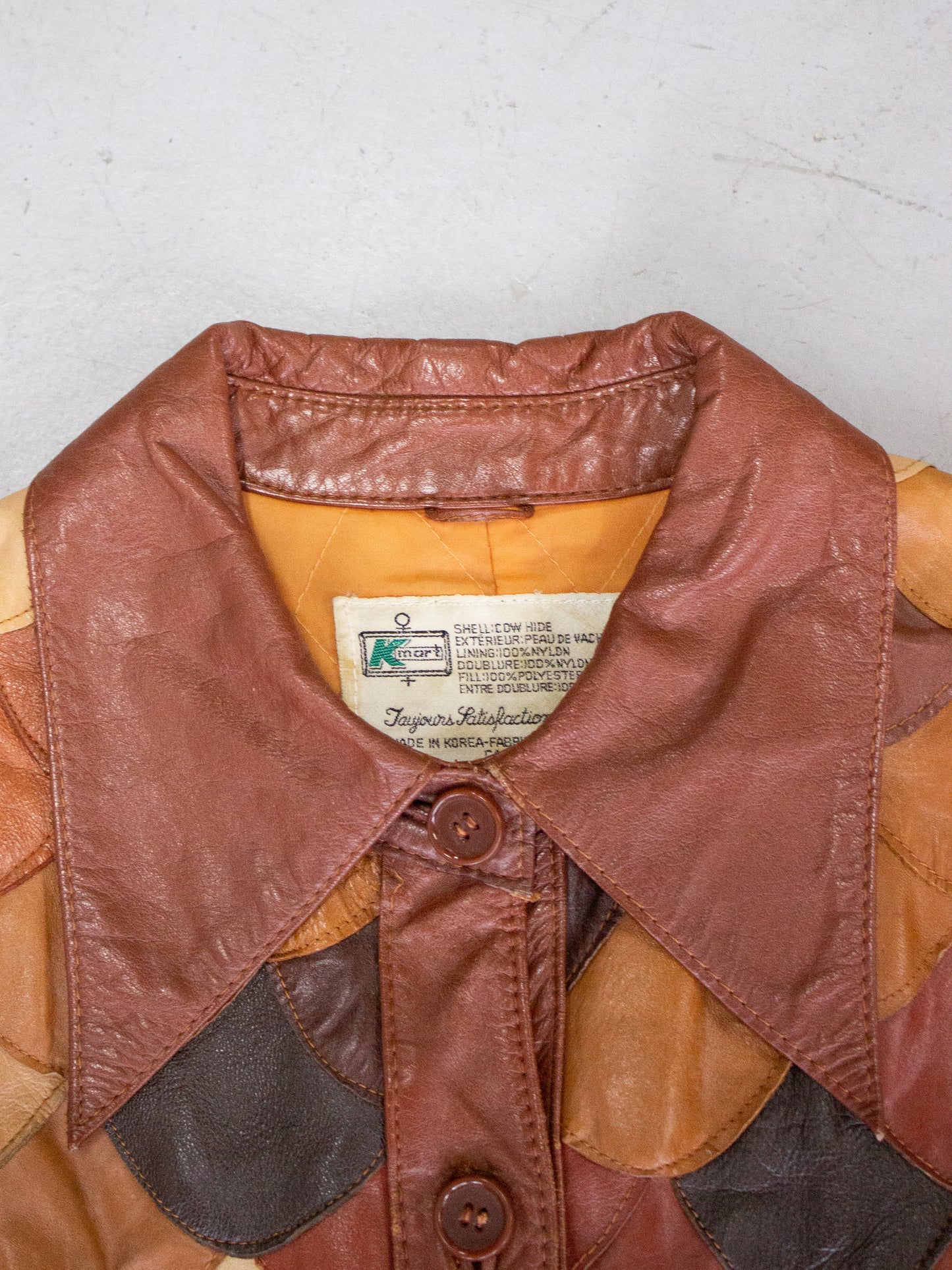 1970's Fish Scale Leather Patchwork Jacket K Mart (Medium-Large)