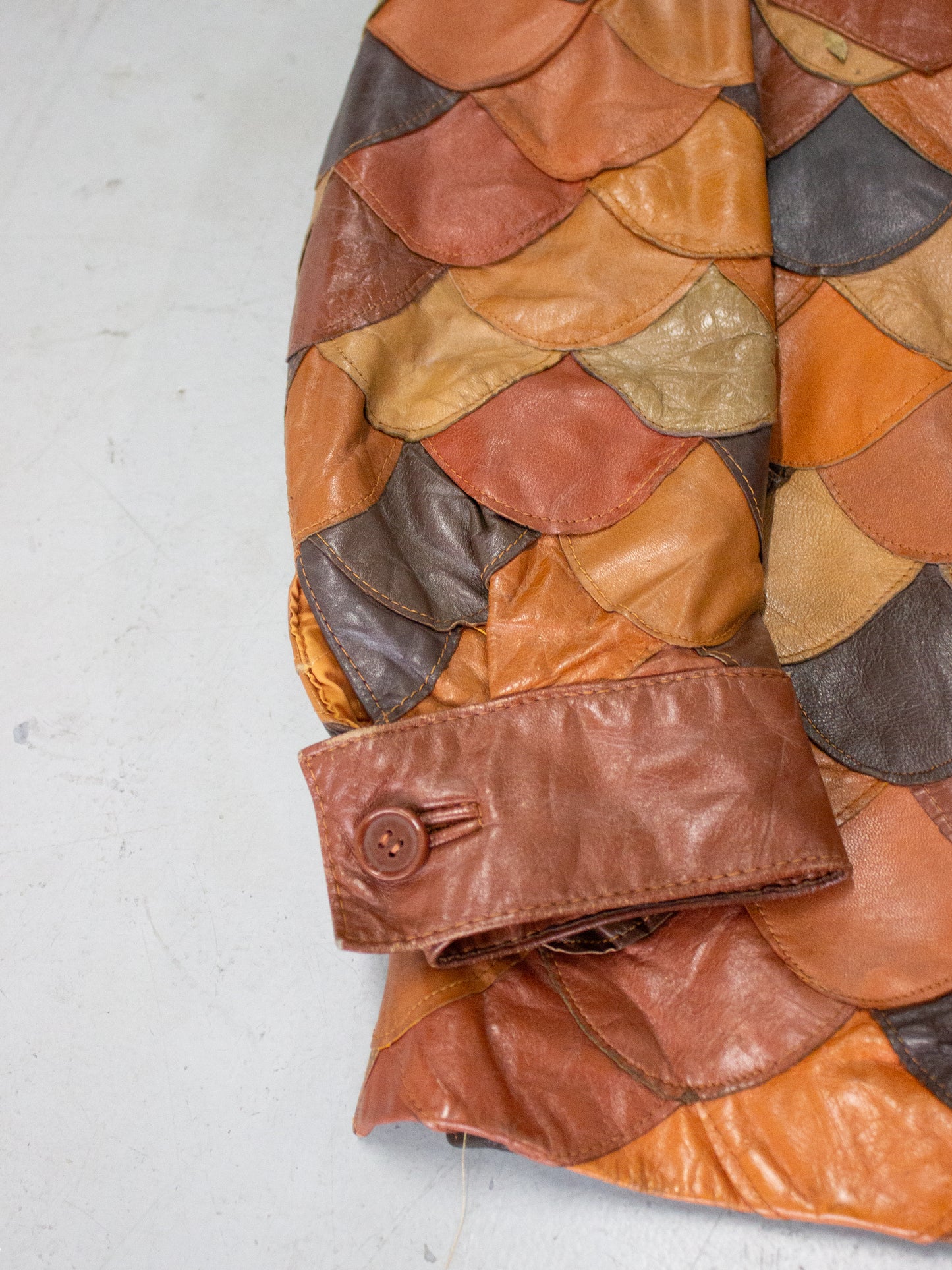 1970's Fish Scale Leather Patchwork Jacket K Mart (Medium-Large)