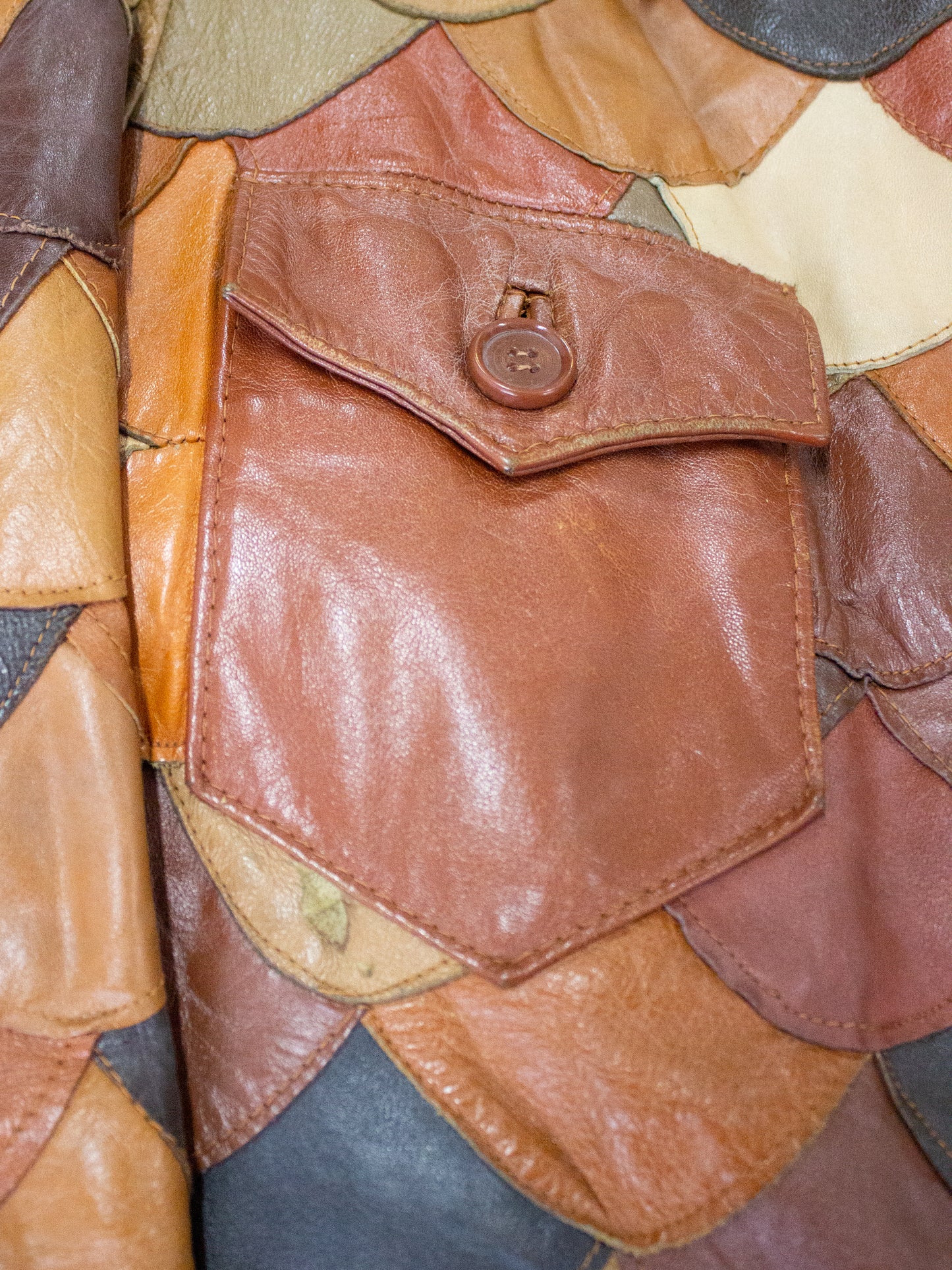 1970's Fish Scale Leather Patchwork Jacket K Mart (Medium-Large)