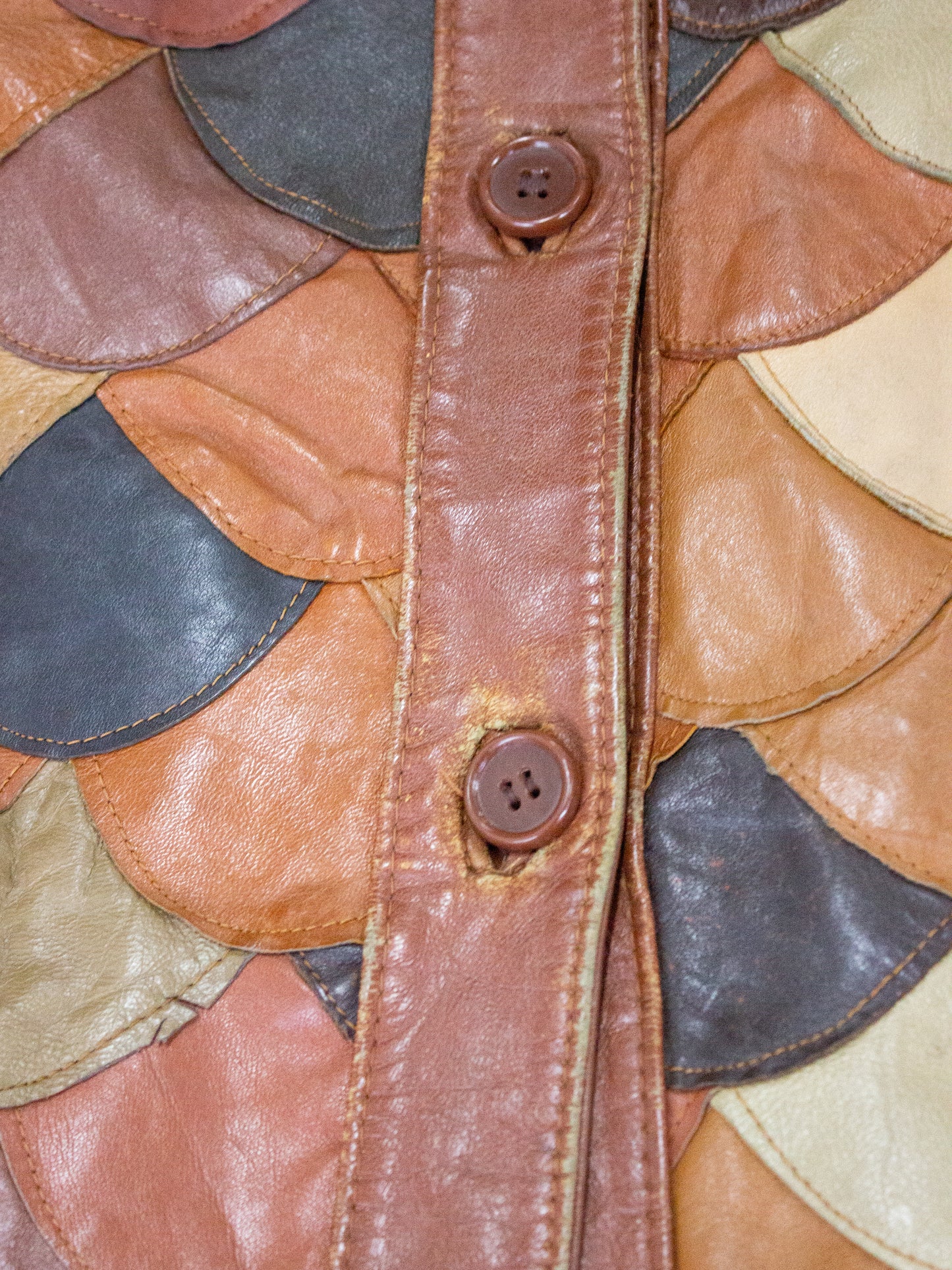 1970's Fish Scale Leather Patchwork Jacket K Mart (Medium-Large)
