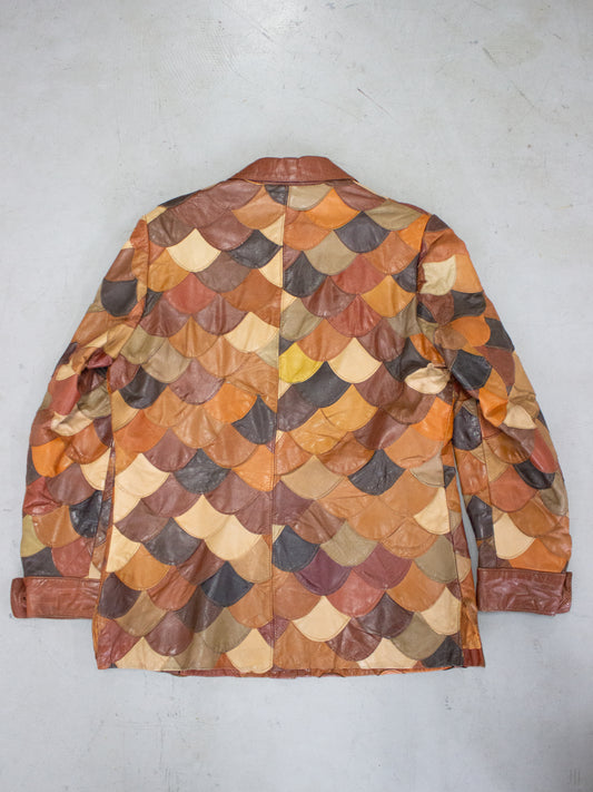 1970's Fish Scale Leather Patchwork Jacket K Mart (Medium-Large)
