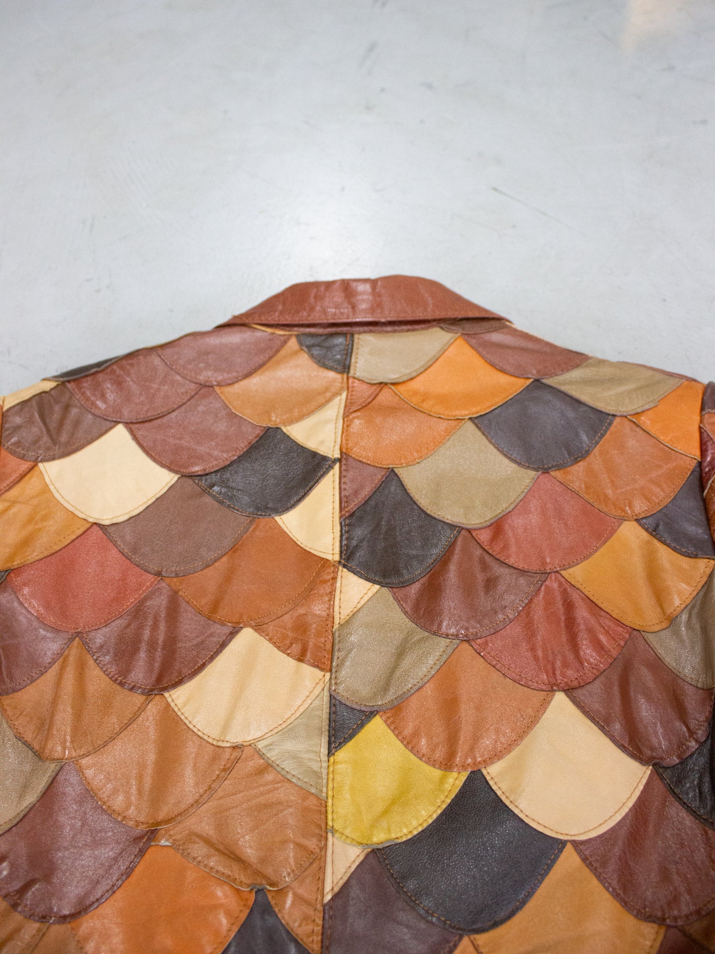 1970's Fish Scale Leather Patchwork Jacket K Mart (Medium-Large)