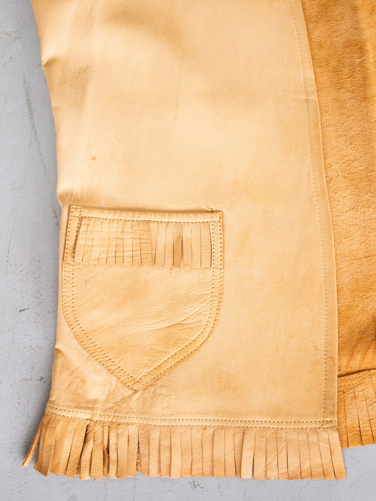 1970's Fringe Tan Buckskin Leather Vest (Small-Medium)
