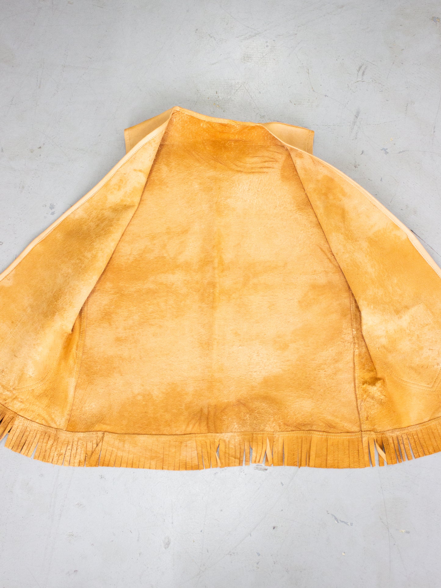 1970's Fringe Tan Buckskin Leather Vest (Small-Medium)