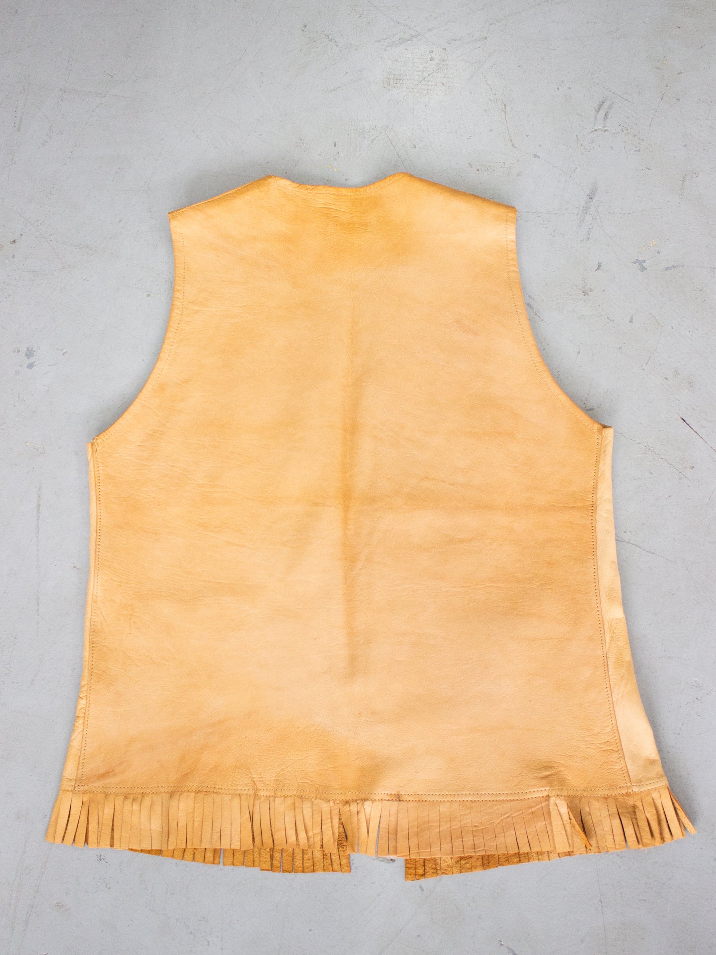 1970's Fringe Tan Buckskin Leather Vest (Small-Medium)