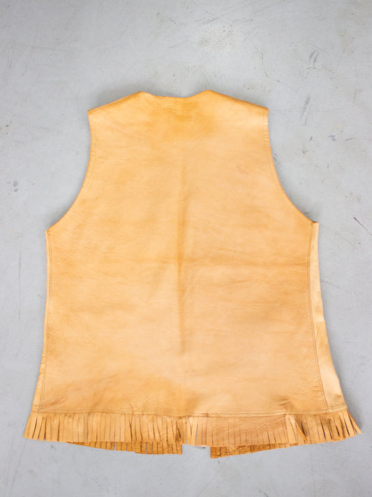 1970's Fringe Tan Buckskin Leather Vest (Small-Medium)