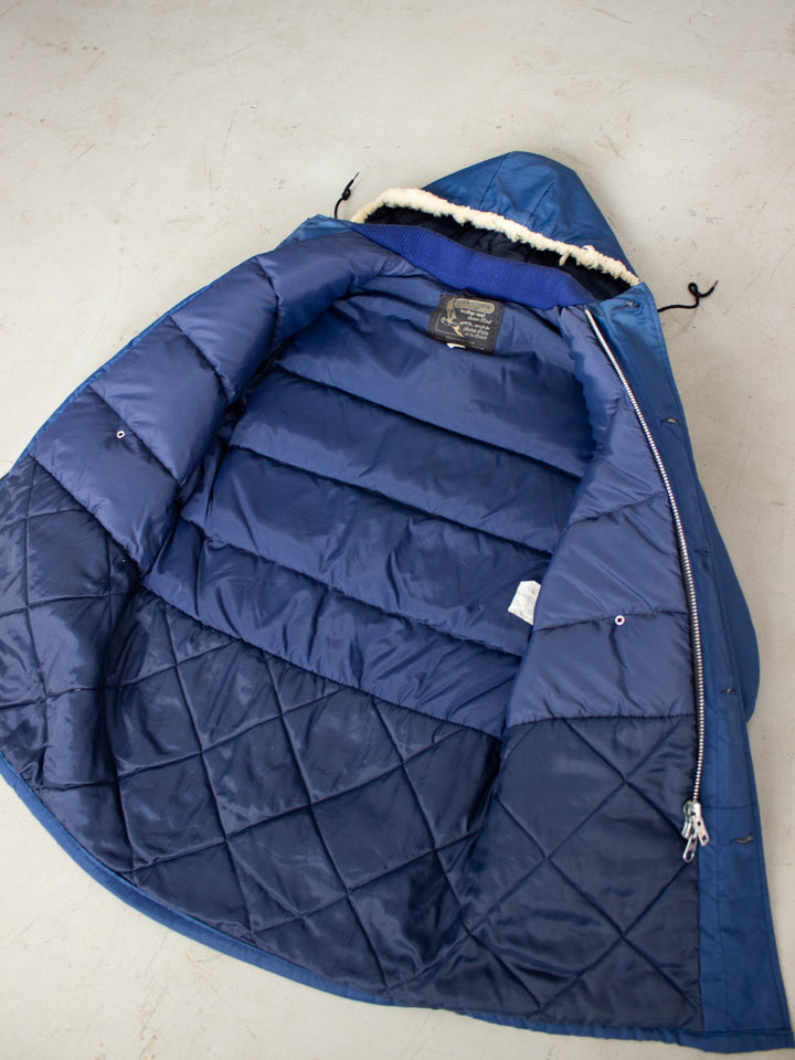 1970's Golden Goose Blue Feather and Down Winter Jacket Made in Canada (Medium)