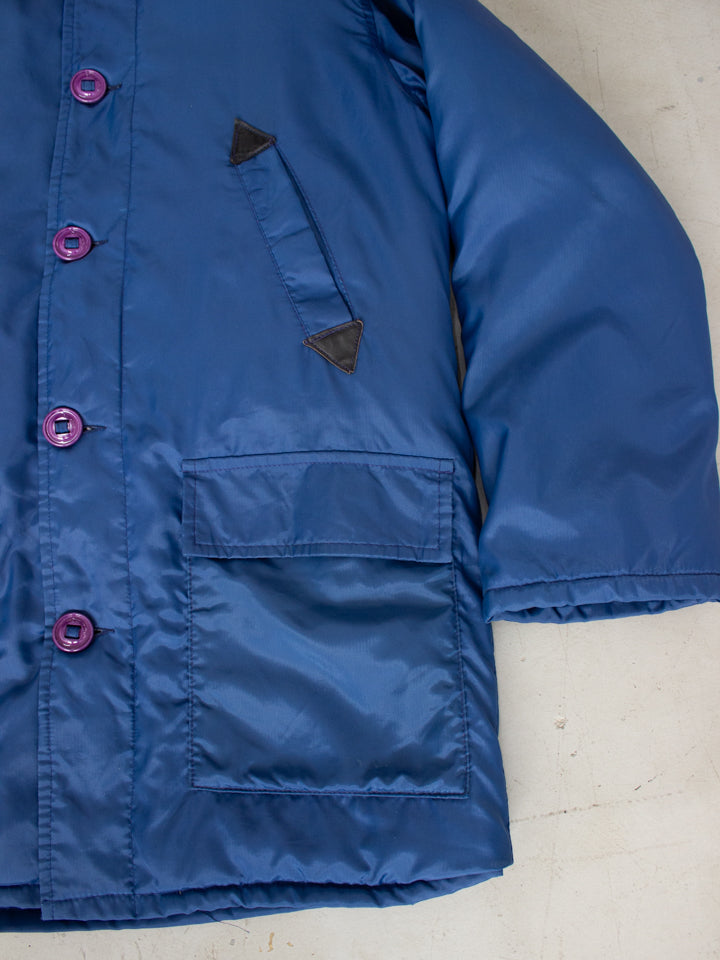 1970's Golden Goose Blue Feather and Down Winter Jacket Made in Canada (Medium)