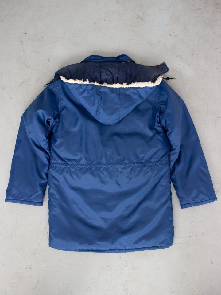 1970's Golden Goose Blue Feather and Down Winter Jacket Made in Canada (Medium)